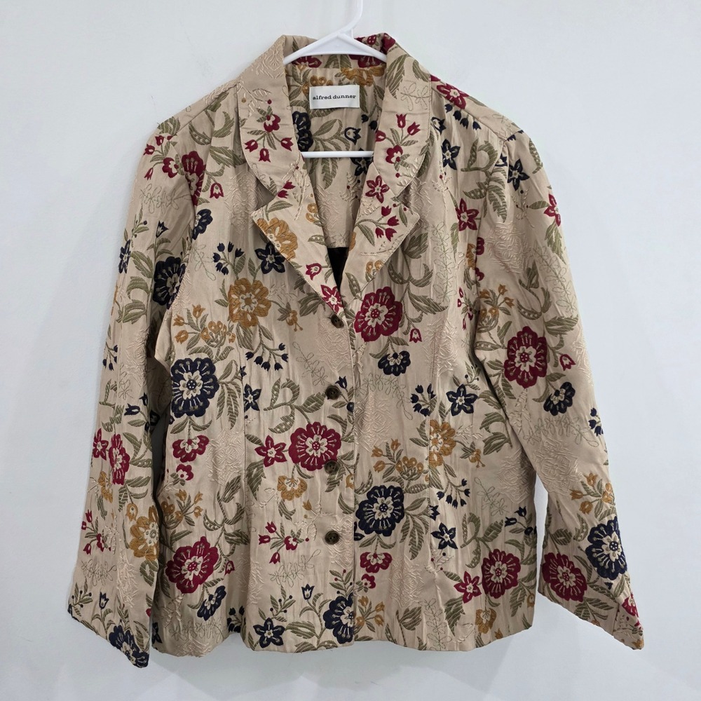 Womens‎ Jacket Size Large Beige Floral Tapestry Fairy Renaissance Indie